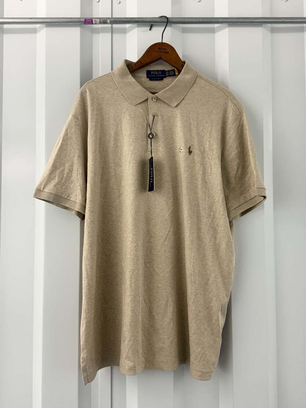 NWT Polo Ralph Lauren Mens XXL Custom Slim Fit Polo Shirt Dune Tan Classic Logo